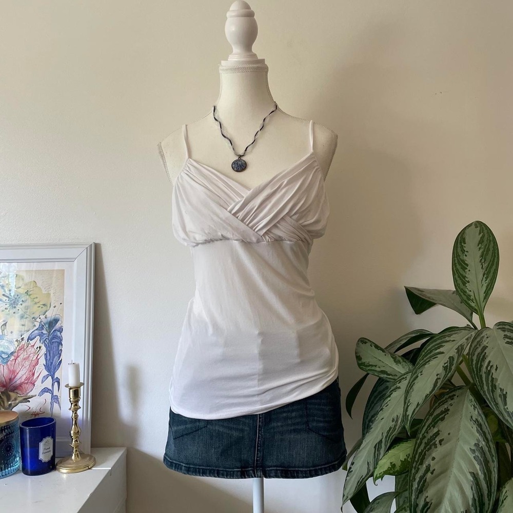 y2k milkmaid cami white womens sz L coquette goingout casual rooshed